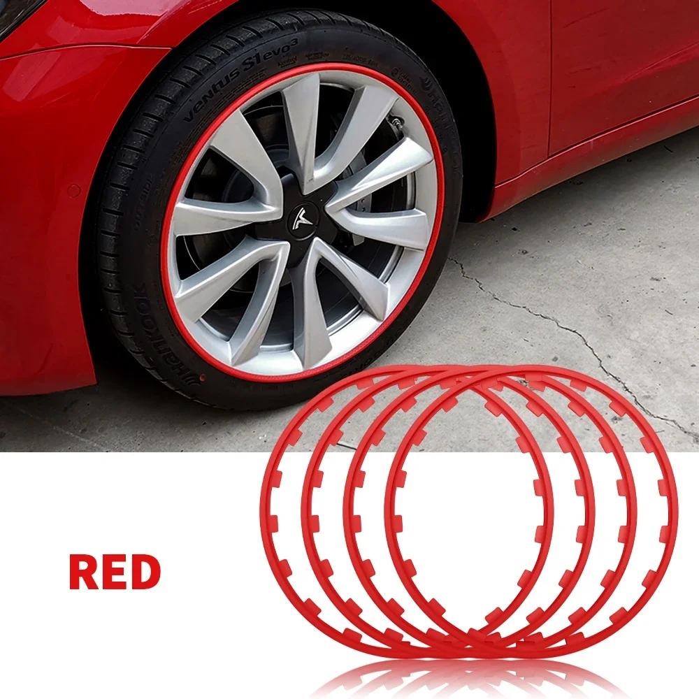 Sticker 2025 New Tesla 4Pcs 16/17inch Car Vehicle Wheel Rims Edge Protector Ring Strip Tire Guard Decoration Accessories Uni