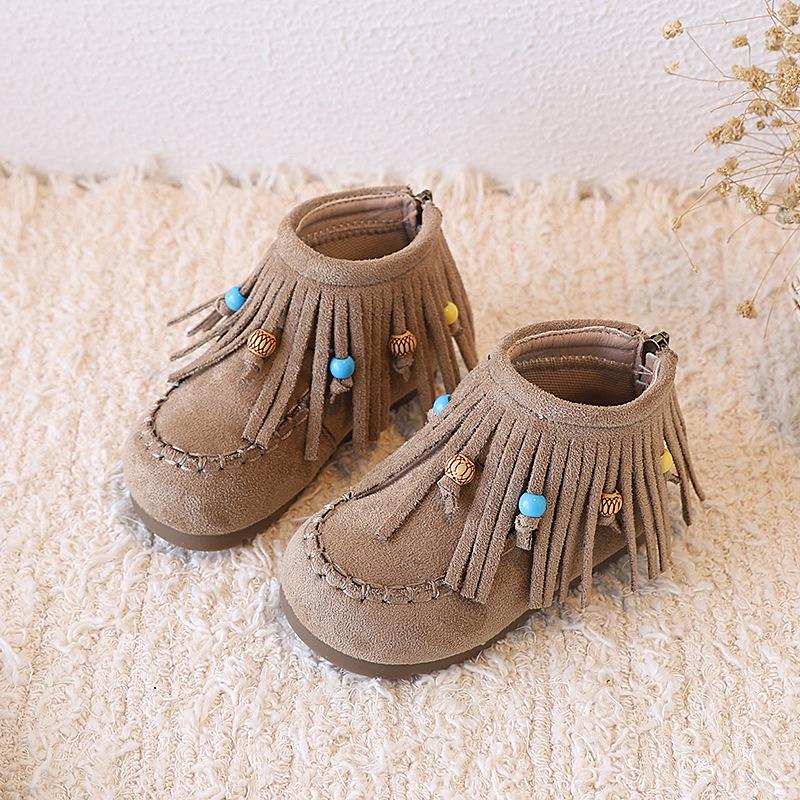 

Autumn Girls Boots Korean Style Princess Shoes with Tassels High Top Ankle Boots for Toddler 23