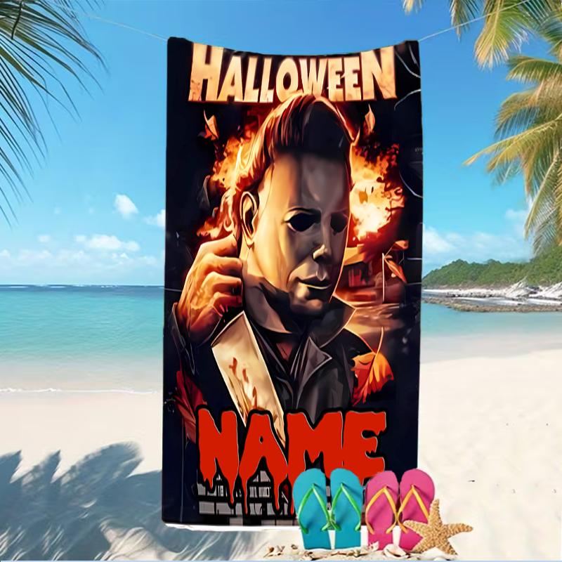 Customizable personalized beach towels Michael Myers themed designs.Suitable for the beach, yoga, sports;ideal as beach accessories