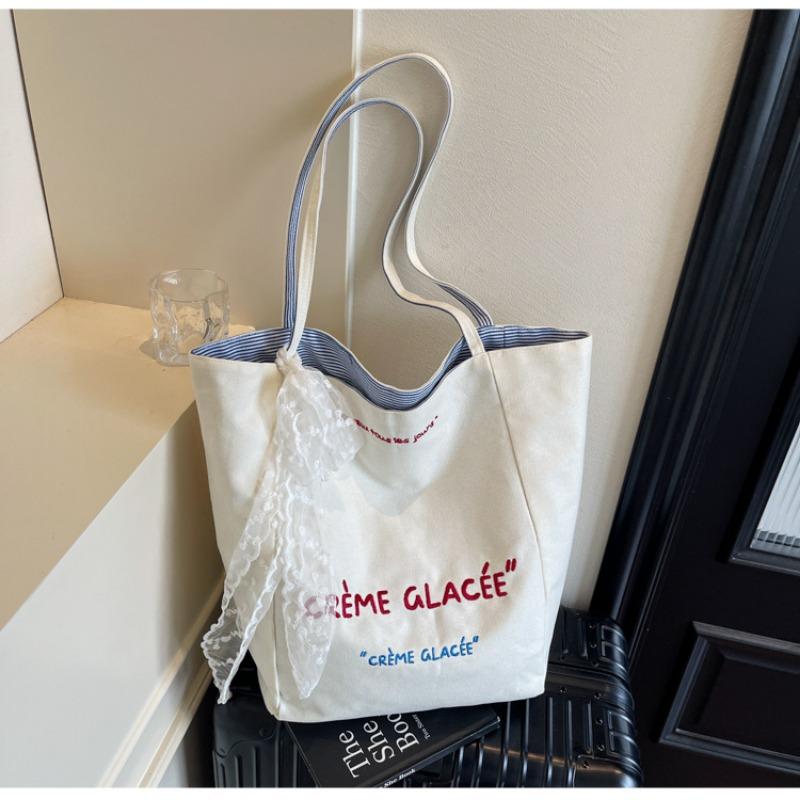 

Large capacity canvas bag women s summer versatile new casual simple shoulder bag student tote bag синий