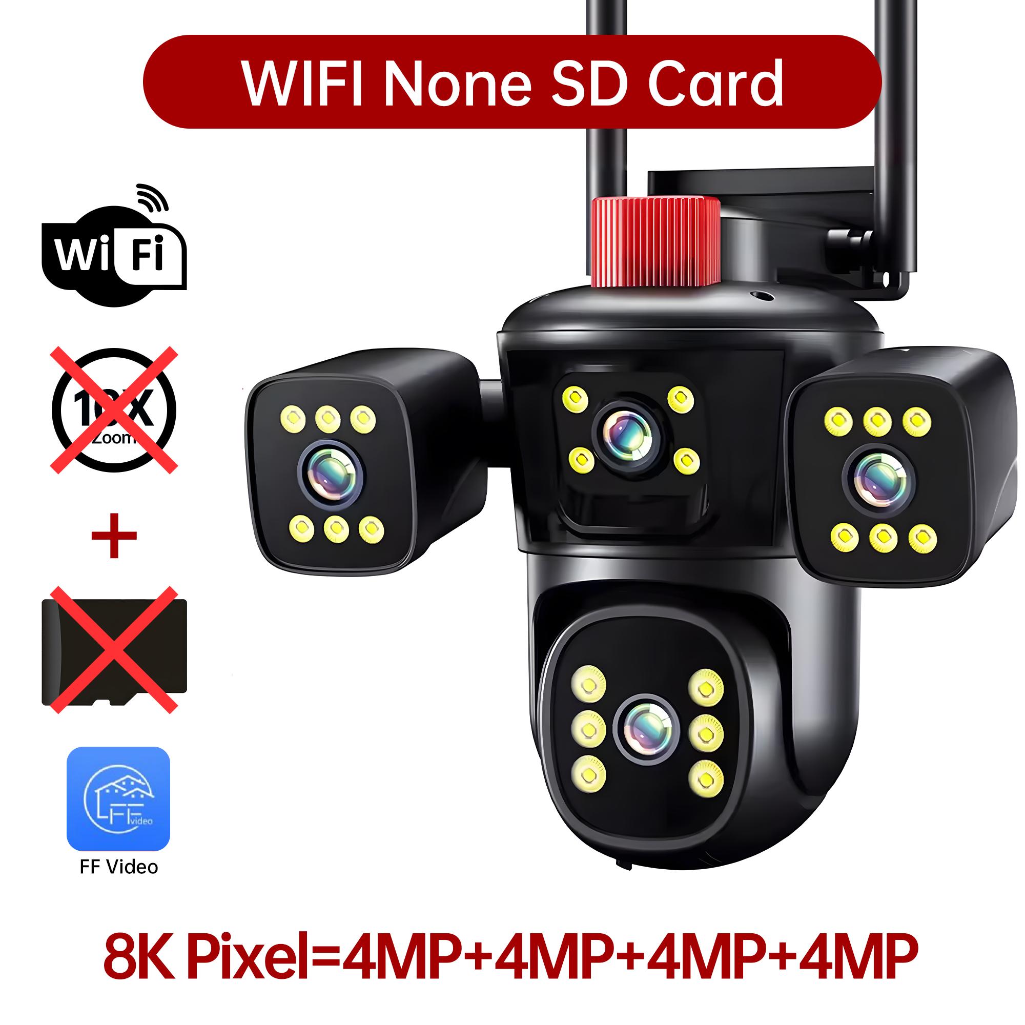 

10K 20MP Security WiFi Camera Five Lens Four Screen Surveillance Ai Track 10x Optical Zoom Waterproof Outdoor CCTV Cam Home UK Plug білий