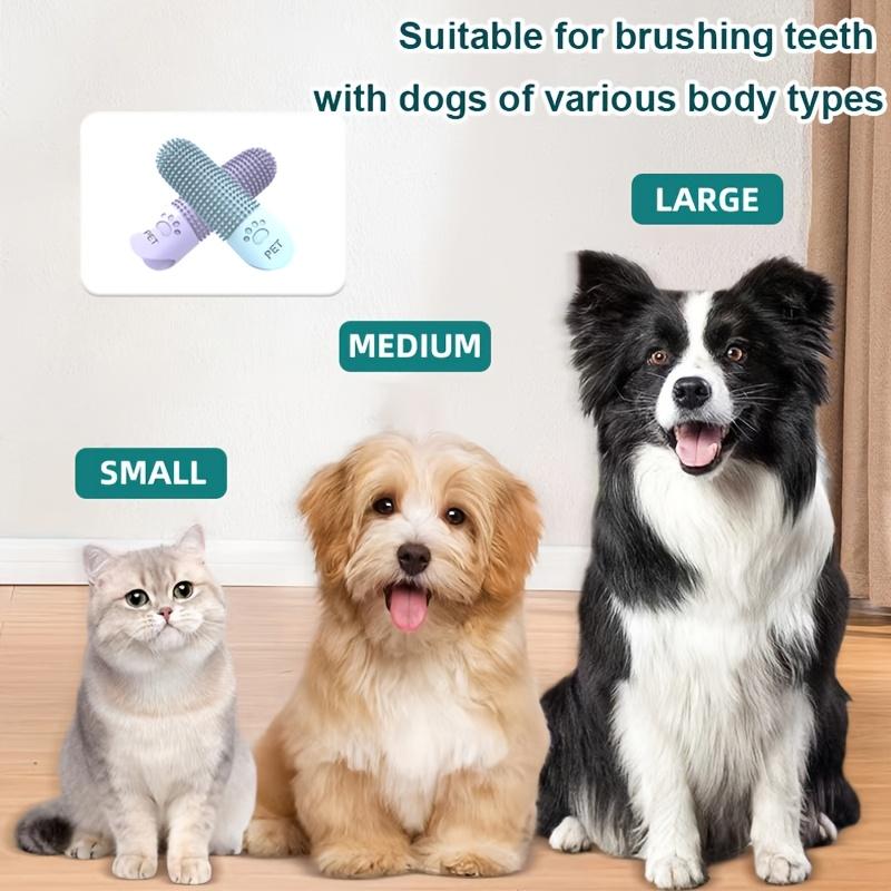 3pcs Silicone Pet Toothbrushes, Soft Bristle, 360° Full-Head Design for Plaque Prevention, with Finger Covers, Material, for Dogs and Cats