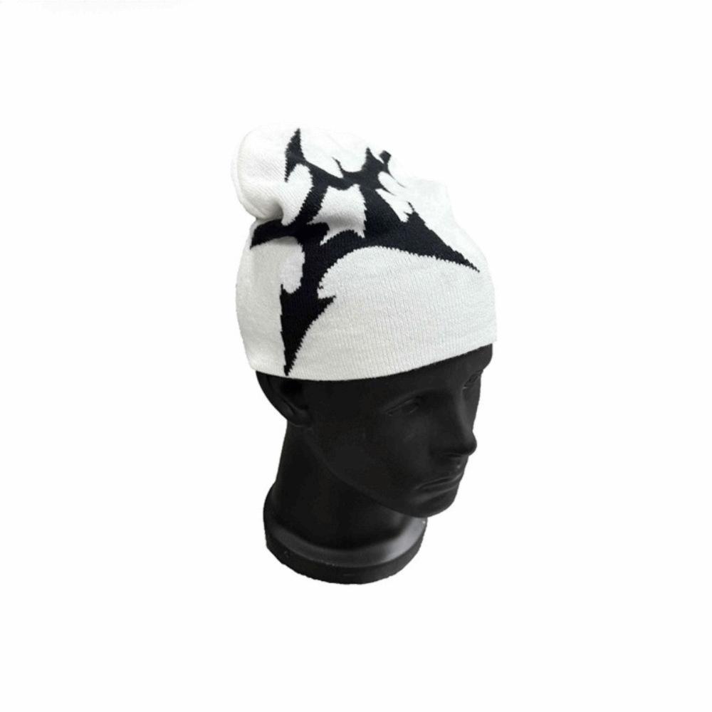 Warm Material Gothic Pattern Jacquard Kpop Hat Y2K Fashion Hip Hop Style Knitting Beanie Knitted Texture Winter Beanie