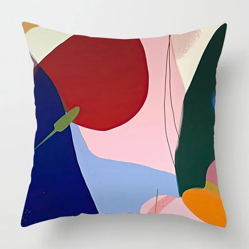 

Taie d oreiller universelle quatre saisons, Illustration de plantes géométriques abstraites, housse de coussin imprimée, décoration de la maison 40x40cm