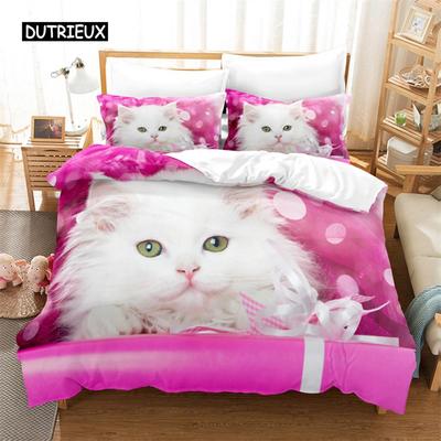 Juego de Ropa de Cama para Gato y Perro Juego de Funda Nórdica Ropa de Cama 3D Impresión Digital Ropa de Cama Tamaño Queen Diseño de Moda
