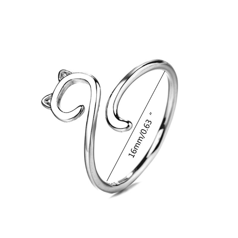 Dainty Cute Cat Long Tail Finger Ring Knitting Crocheting Joint Ring Jewelry