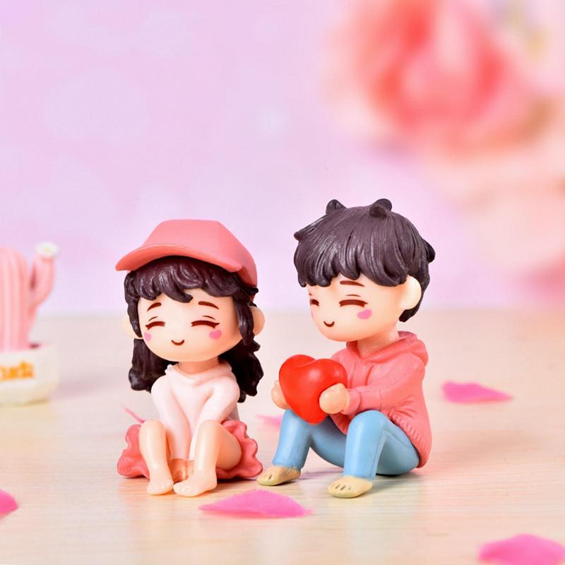 Creative Couple Figures Girl Boy Heart Sweety Lovers Couple Ornament For Figurines Miniature Home Decoration