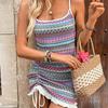 Summer Seaside Vacation Strap Skirt Ethnic Style Colorful Embroidered Sexy Dress