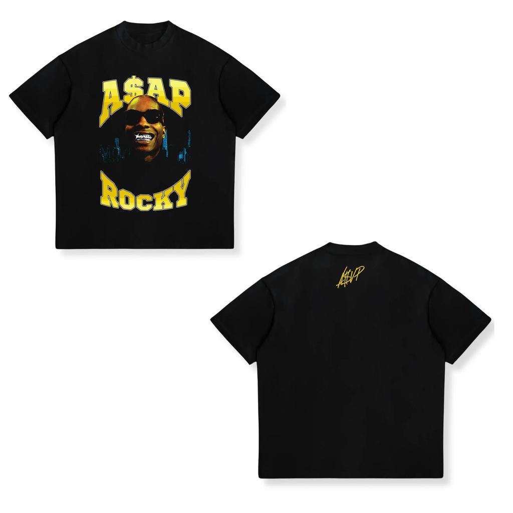 Hip Pop Tops New ASAP ROCKY Shortsleeved High Street Unisex Women Gothic Tees AAP Portrait Loose Casual Harajuku Tops Unisex