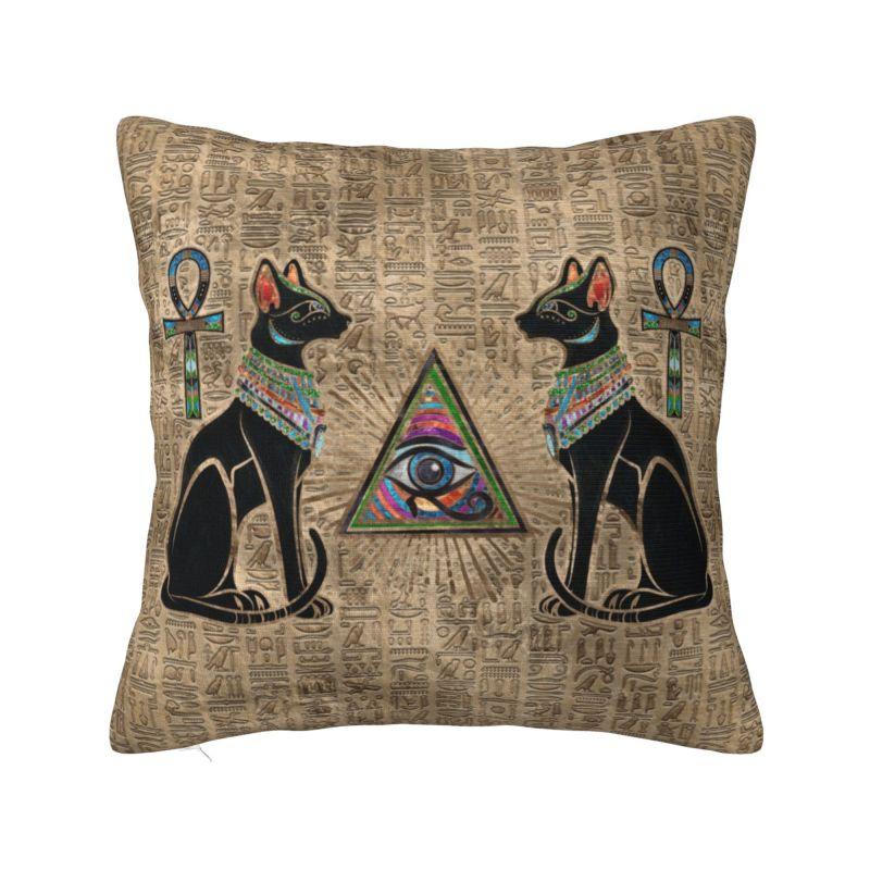 Egyptian Cats And Eye Of Horus 4 Cushion Cover Egypt Velvet Modern Pillow Case for Sofa
