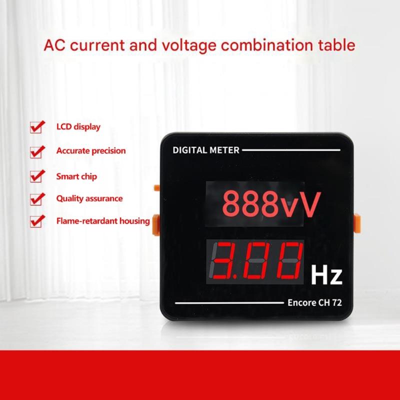 Double Display Voltage Frequency Meter Panel Mounting LED Display Voltage Frequency Tester Gauge Easy Installation