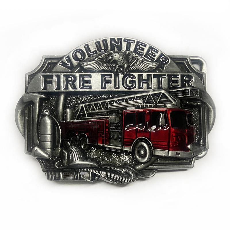 Fire Department Alloy Belt Buckle - Fashionable & Stylish for Jeans