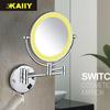 LED Bathroom Vanity Mirror with Folding Makeup Light - Wall-Mounted for Home & Hotel Use
