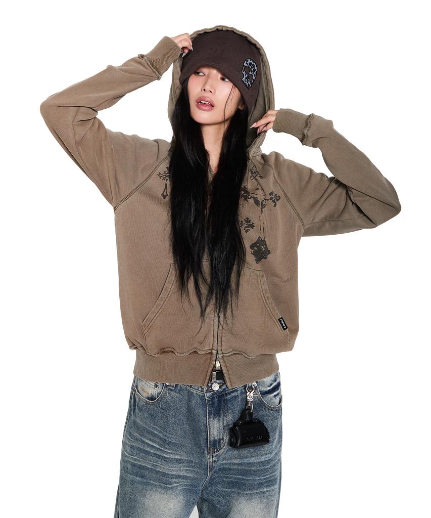 AAKAM Skull Beanie (Brown)
