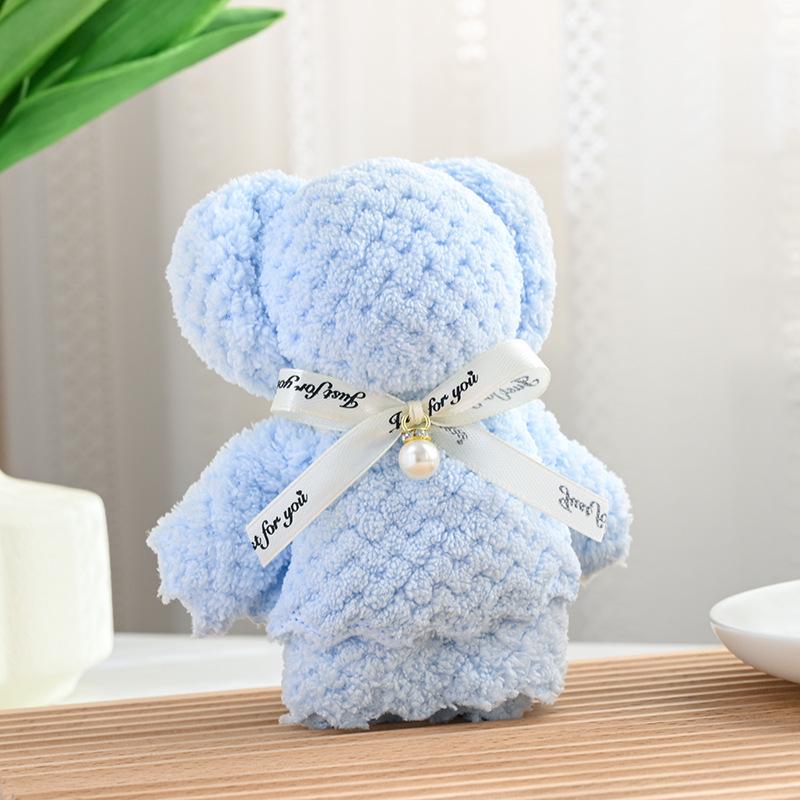 Coral Fleece Pineapple Grid Little Bear Towel - 30*30, Party Favor Gift