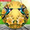 2D Flat 20*20cm 1pc Retro Hummingbirds Flying Under Yellow Flowers Scenery Round Wooden Door Sign, Nostalgic&Beautiful Pendant For Cafe Garage Window