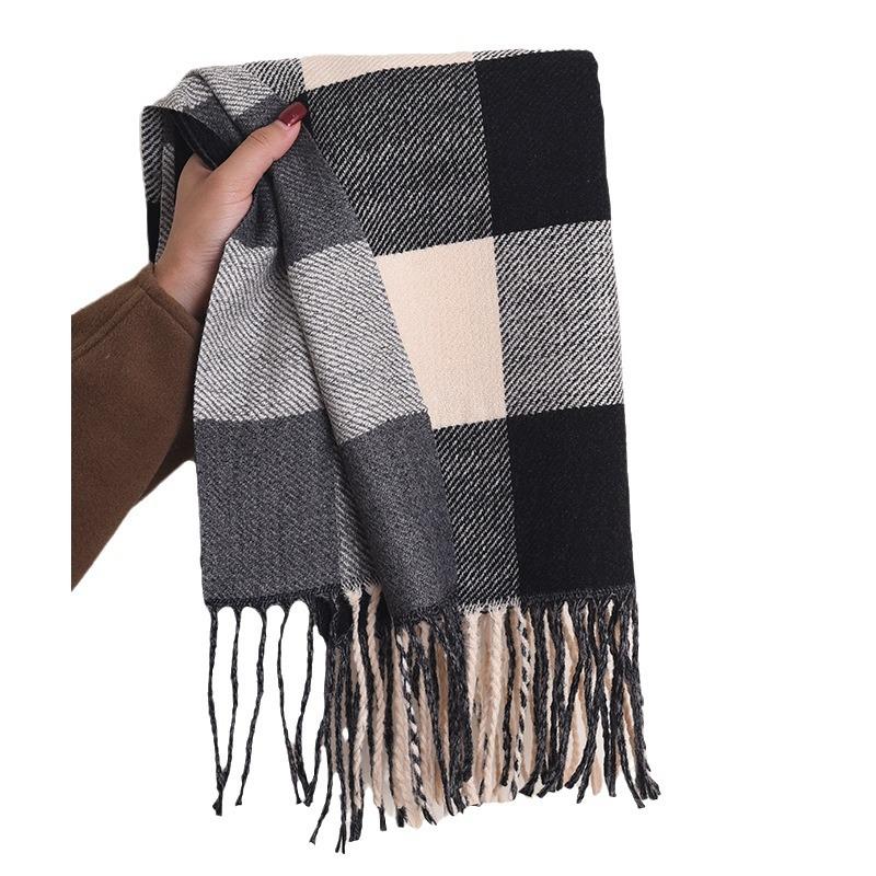 Ladies Plaid Scarf Female Student Versatile Shawl Double Sided Cute Girl Warm Scarf Tide