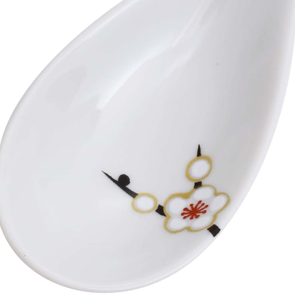 Kutani traditional plum blossom wedding favor Japanese-made ware/Kutani Gosai/Hokuriku craft/Cute spoon/ladle, design, 14cm,