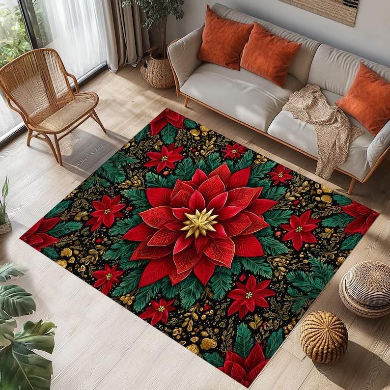 Christmas Red Truck Cardinals Carpet for Living Room Home Decor Sofa Table Large Area Rugs Bedroom Bedside Floor Mat