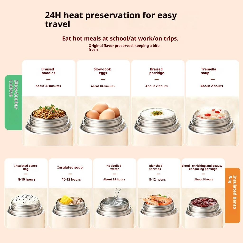 Gianxi Braised Beaker 316 Food Grade Office Worker Lunch Box 24 Hours Insulated Bucket Stuffy Congee Braised Pot Thermos Cup