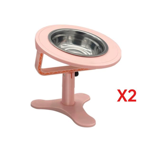 Pet High-footed Stainless Steel Stand Bowl Height Adjustable Prevent Knocking Cat's Rice Bowl Pet Feeding Supplies Accessories