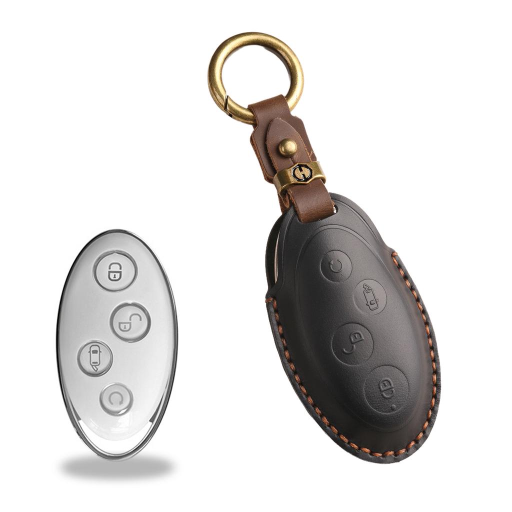 The New Retro Key Cover Is Suitable for Yuan Key Bag Cover, BYD 17 S7 Key Bag Cover, Purely Handmade Genuine Leather.