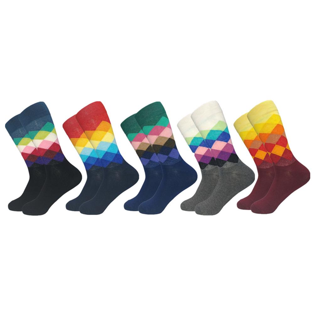 Classic  Men Socks Casual Gentleman High Quality Color Puzzle happy Socks Business Party Dress Cotton Socks for Men
