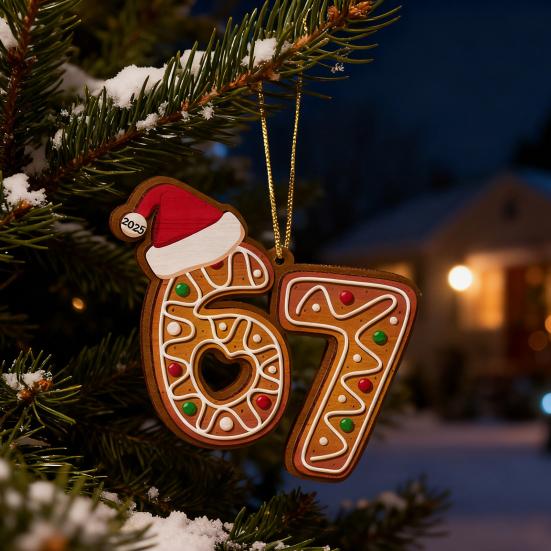 Vánoční 67 Akrylová ozdoba Vtipný 67 Mém Závěsná ozdoba Šest Sedm Perníček Ozdoba na vánoční stromeček Dárek pro teenagery Děti Rodinu Přátele