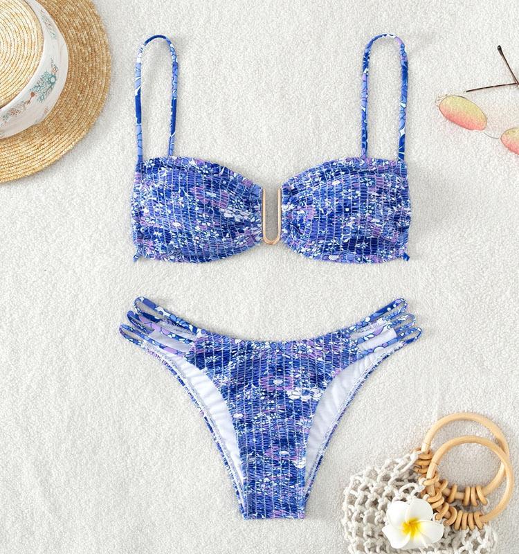 

TS JYL-BK086 Print Cami Bikini Top, Alluring Comfortable Swimwear For Ladies L рожевий червоний колір