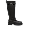 Ferragamo Ryder Knee Length Leather Boots Black