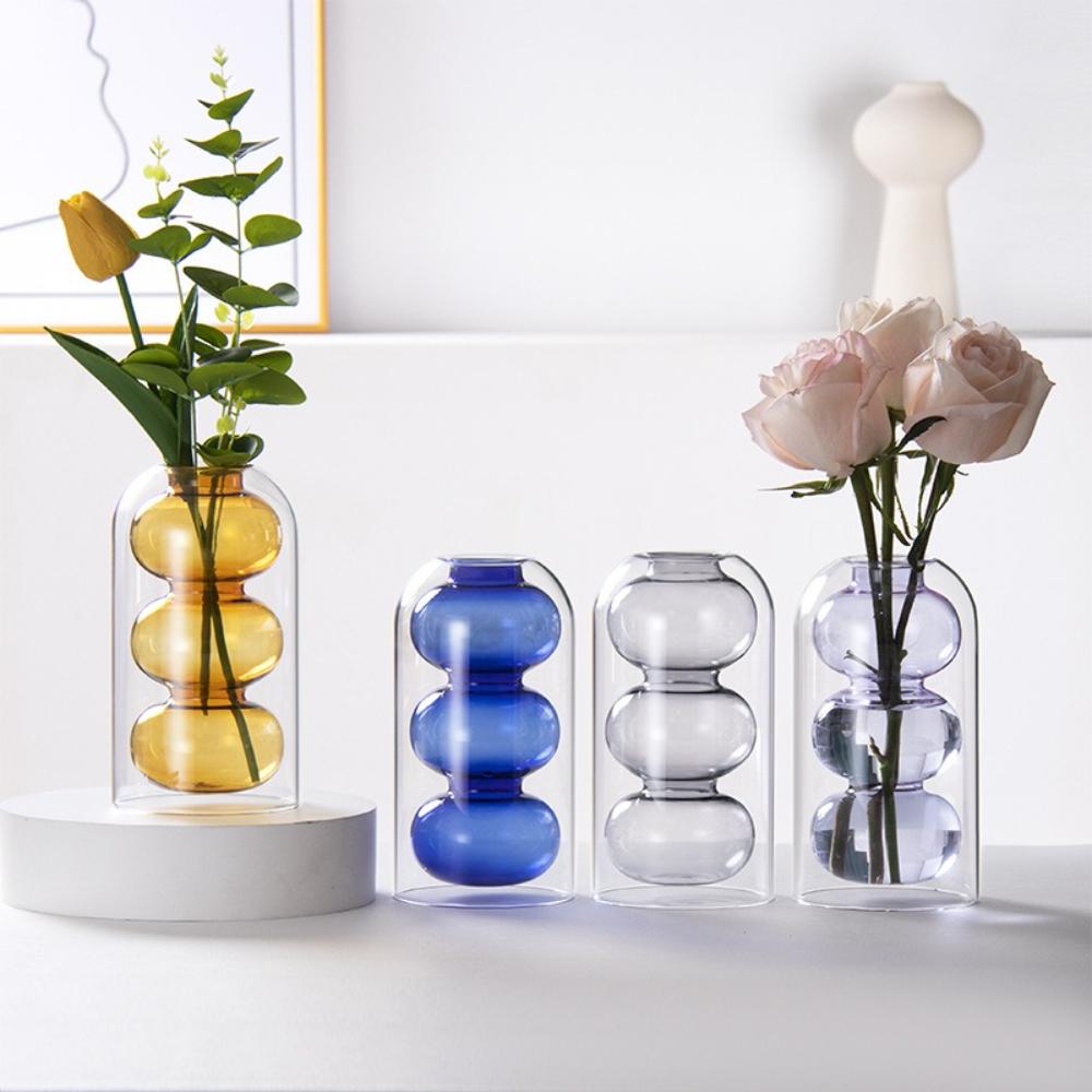 Modern Simple Creative Colored Glass Vase Flower Arrangement Home Decoration Accessories Home Decoration Birthday Gift Pots