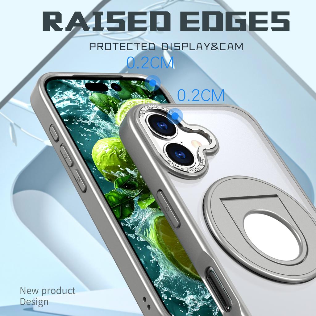 For iPhone 17 Clear Back Case Rotating Kickstand TPU+PC Phone Cover Compatible with MagSafe