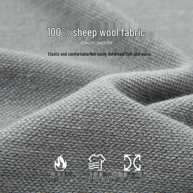 LUOZI Men's 100% Wool Saddle Shoulder Crew Neck Sweater