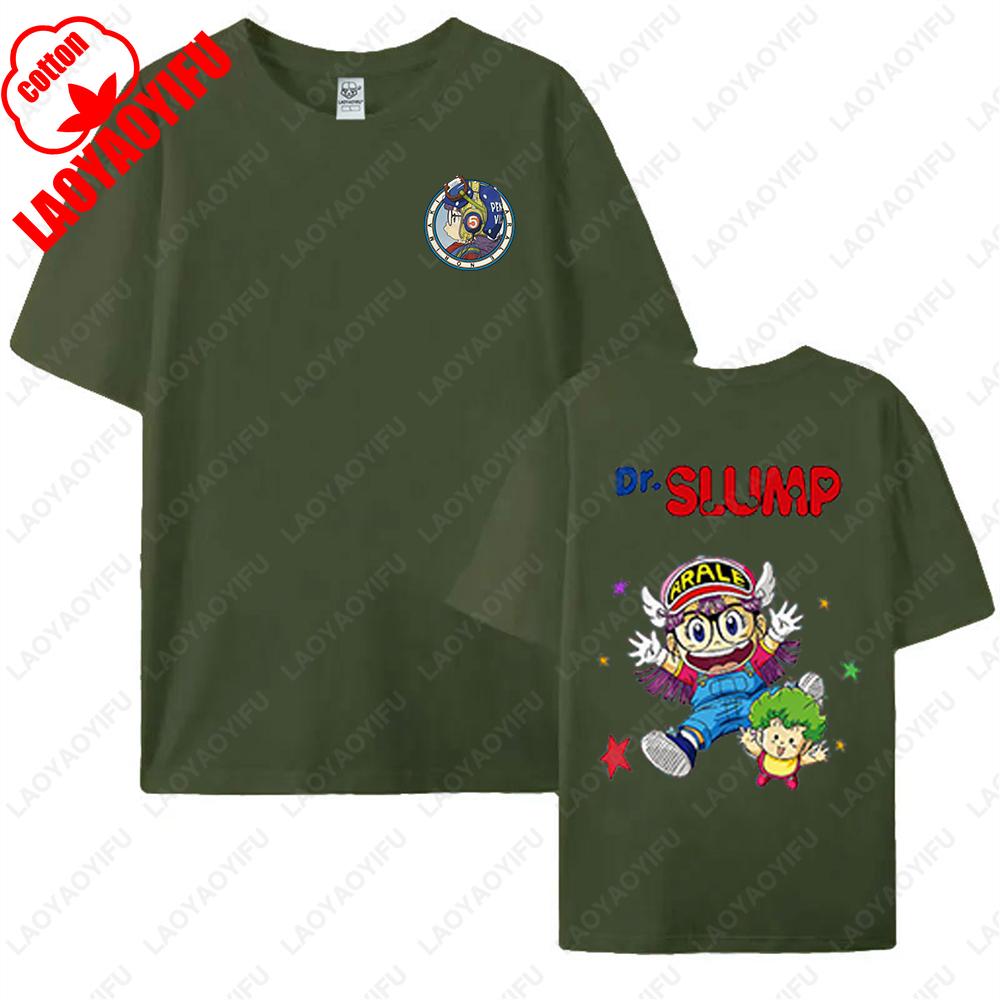 Kawaii Arale T-shirts Man Women Graphic Japanese Manga Tshirt Y2k Clothes Cotton Short-sleev Tee Clothing Two-sided Printed Tops
