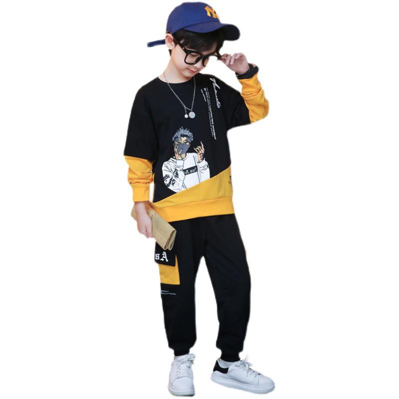 2025 New Boys' Spring & Autumn Loose Fit Two-Piece Korean Style Sports Suit for Kids