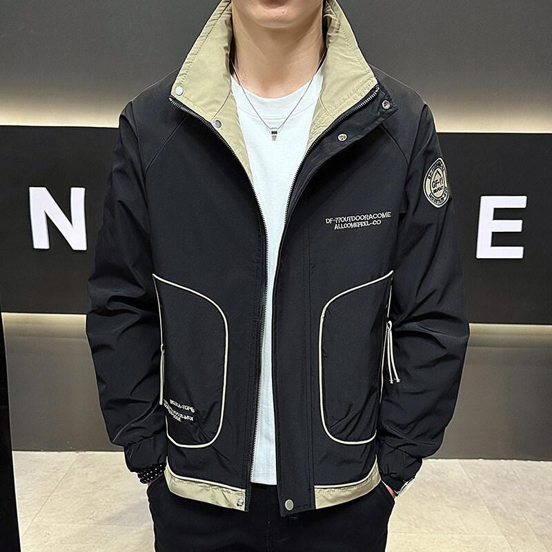 Spring and Autumn Men's New Stand-Link Jacket Jacket Youth Trendy All-Match Fashion Jacket Casual Loose Top