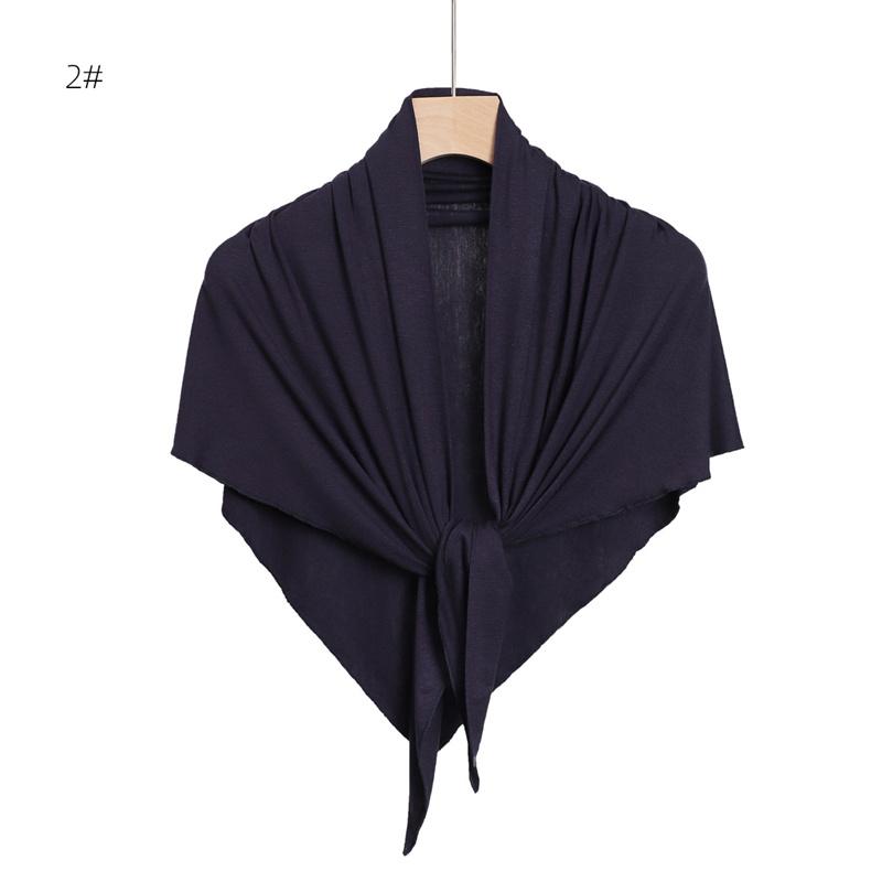 Ramadan Plain Solid Triangle Modal Jersey Hijab Winter Elasticity Muslim Shawls Scarf Maxi Wrap Snood Warm Stole Foulards Sjaal