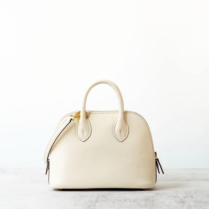 

Мини сумка-боулинг из импортной козьей кожи полувосковой выделки, с фурнитурой из стальной проволоки, на молнии, женская сумка через плечо 18x15x7cm