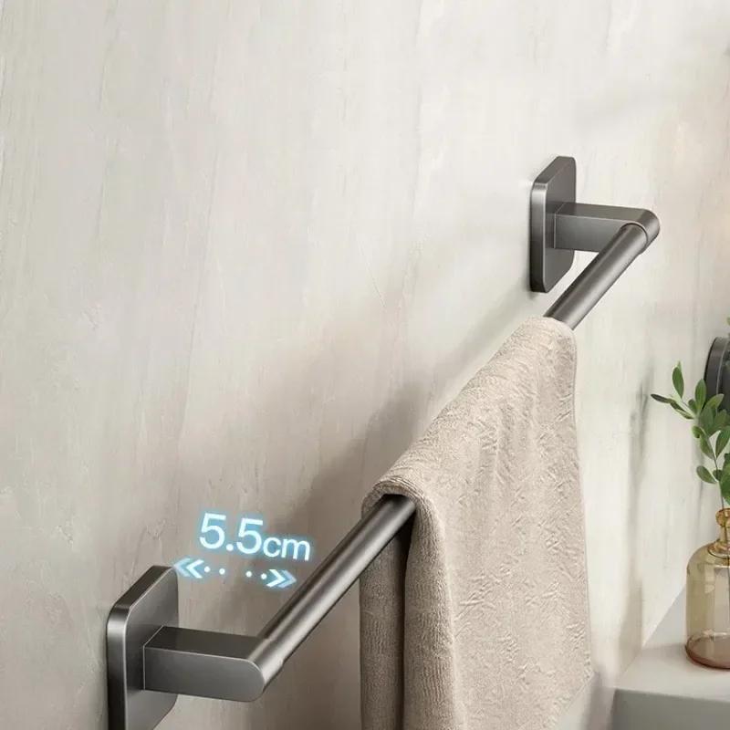 Bathroom Towel Holder White Without Drilling Bathroom Black Towel Rack Towel Bar Self-Adhesive