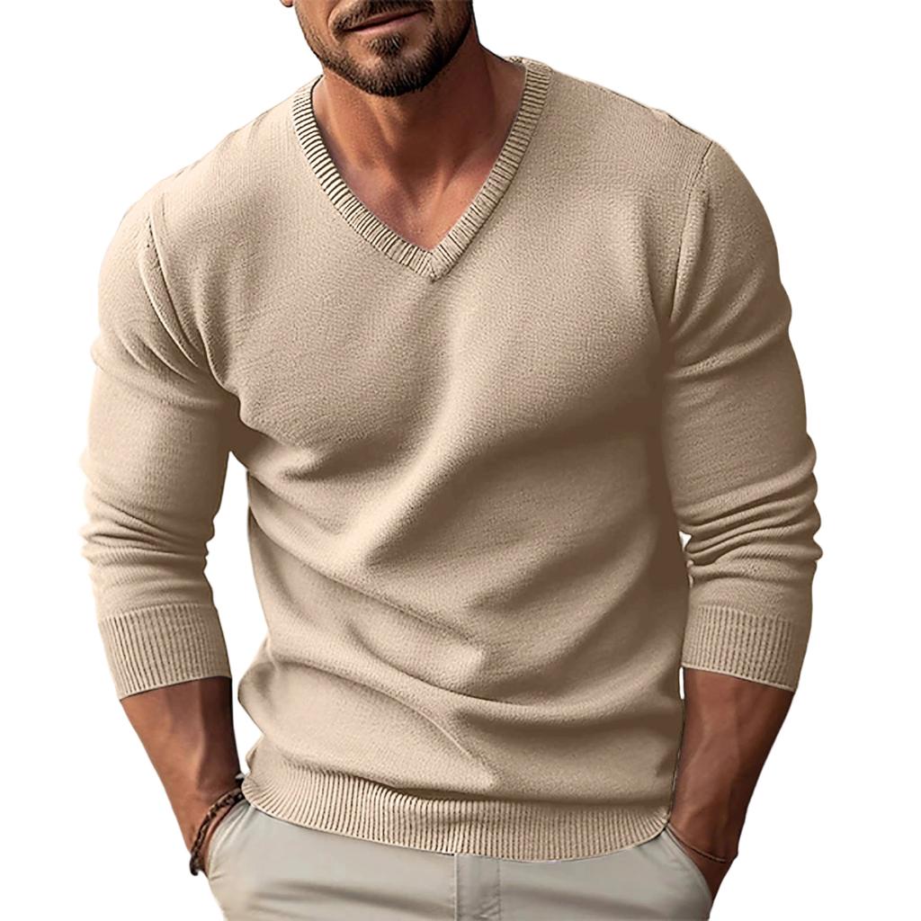 Men's  V-Neck  Self-Cultivation  Pullover  Long Sleeves  Sweater