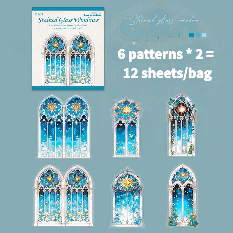 72 sheets/set, european window flower pet sticker, journal, scrapbook, notebook decor, self adhesive