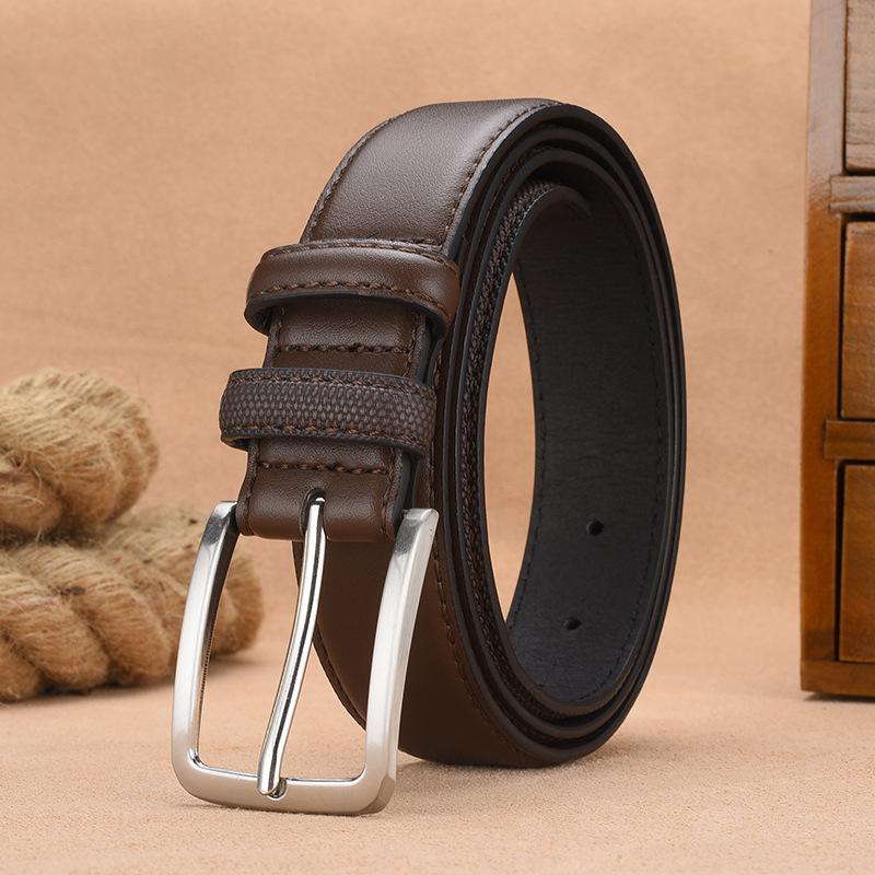 

Ремень мужской тисненый ремень деловой повседневный простой перфорированный ремень искусственная кожа мужской ремень Tide 125cm темно-коричневого