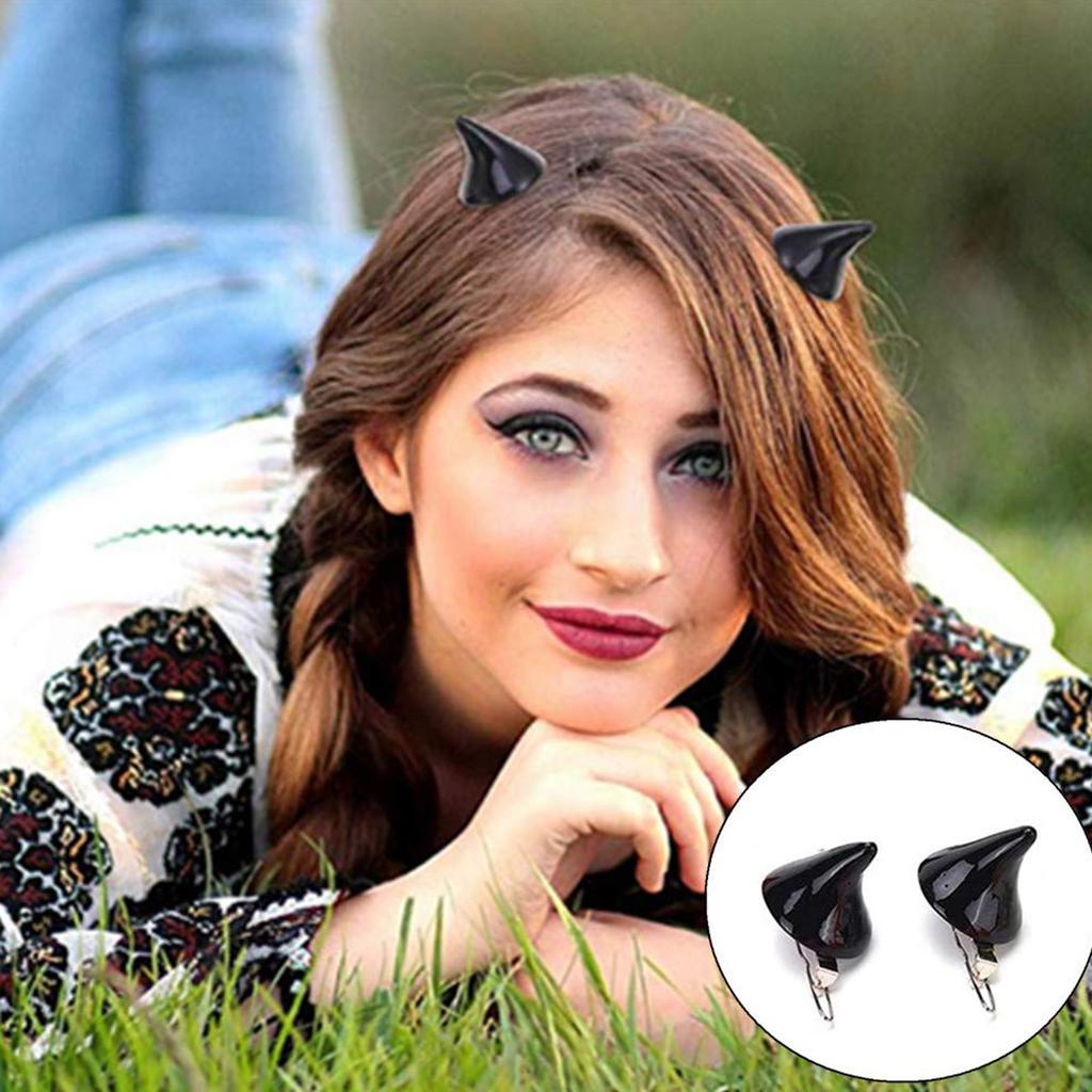 Barrettes Horn Hair Clips Theme Party Performance Headdress Devil Horn Barrettes Cosplay Hair Accessories