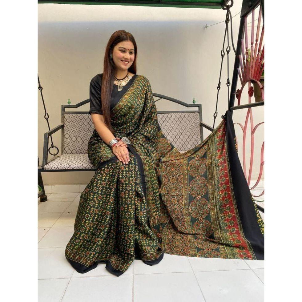 Stylové sárí pro běžné nošení a kancelářské oblečení pro ženy, halenka (Potřeba být ušita podle velikosti a střihu)