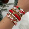 IngeSight.Z 6pcs New Cute Christmas Boots Pendant Bangles Women Boho Imitation Pearl Adjustable Bracelet Jewelry Christmas Gift