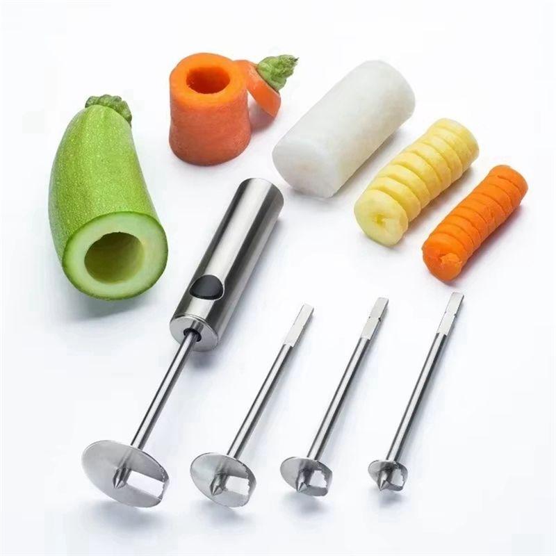 AEE4-4 Pack Vegetable And Fruit Coreer Vegetable Cutter Vegetable And Fruit Coreer Spiral Coreer Fruit Coreer Tool