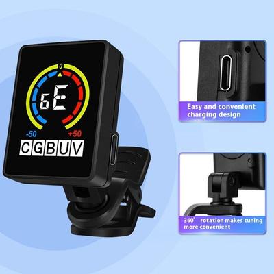 Clip-on Tuner Guitar Tuner USB Charging Color LCD Display Screen Guitar Tuner Tunning For Acoustic Electric Guitar Bass