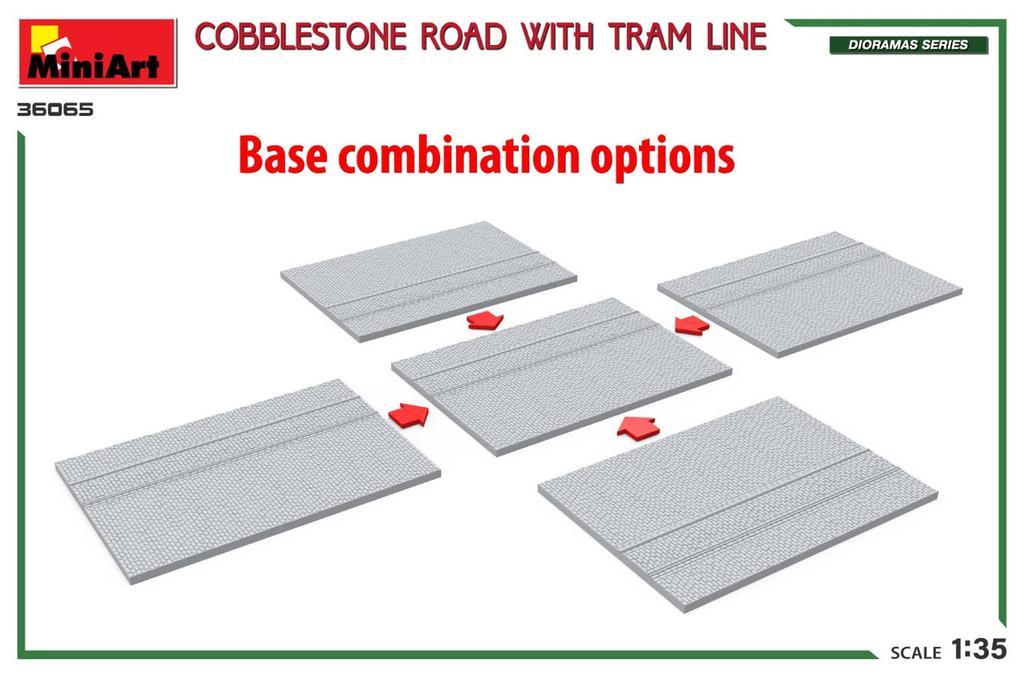 MiniArt Scale Cobblestone Road with Tram Line Plastic Model MA36065 1/35