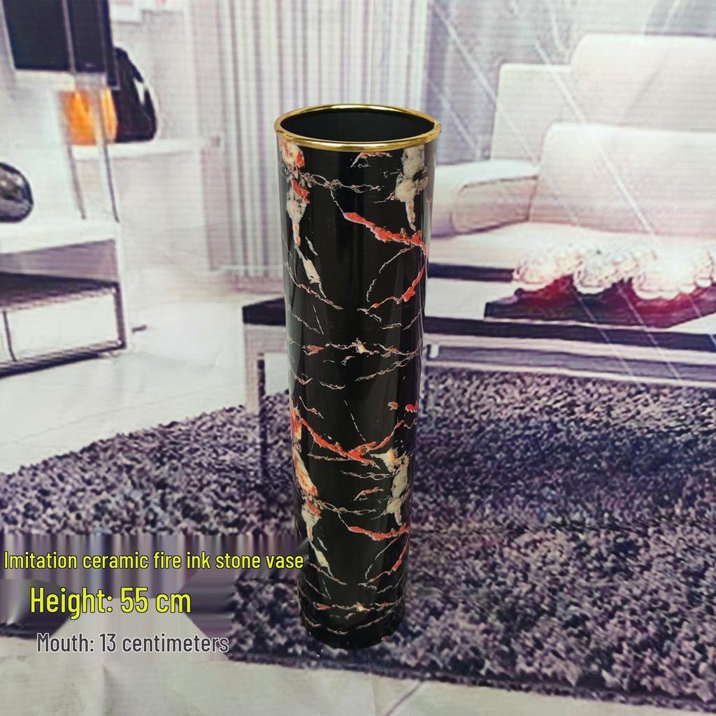 Nordic Large Resin Rattan Vase for Dried Flowers - Ceramic Look, Iron Art Floor Decoration.