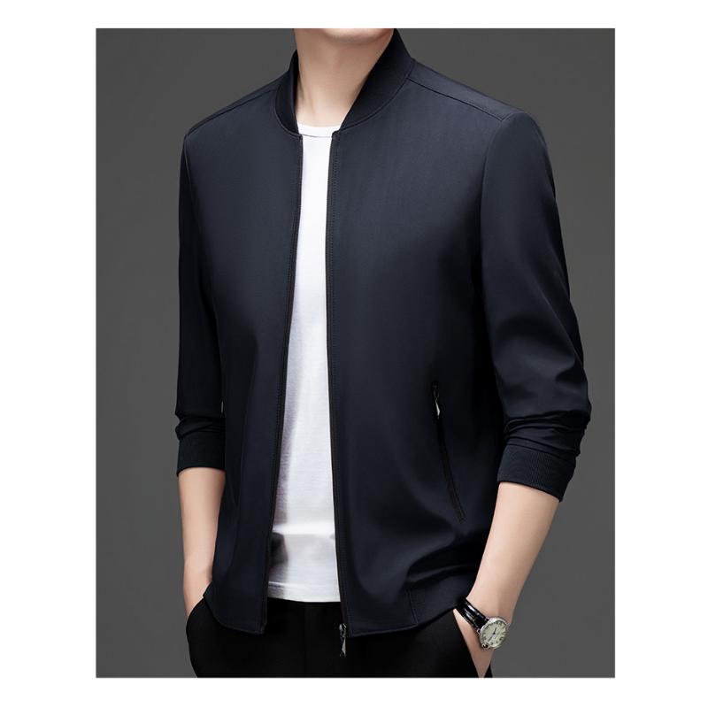 Unifarbiger Strickcardigan Herbst und Winter Herrenjacke Business Casual Jacke Stehkragen-Oberteil